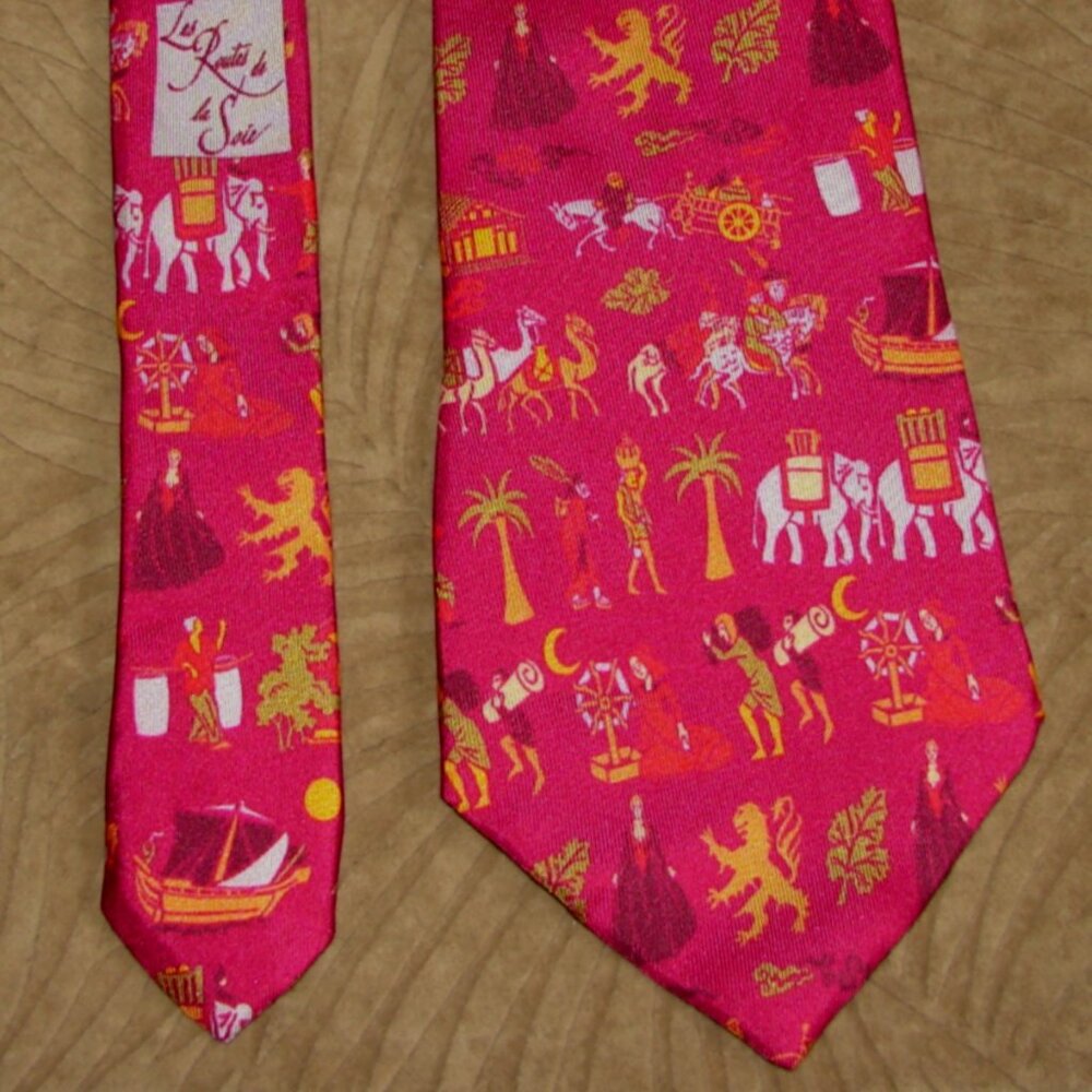 Bold SILK TIE 'The Silk Road', China's Silk Trade Route by Brochier Soieries 57"